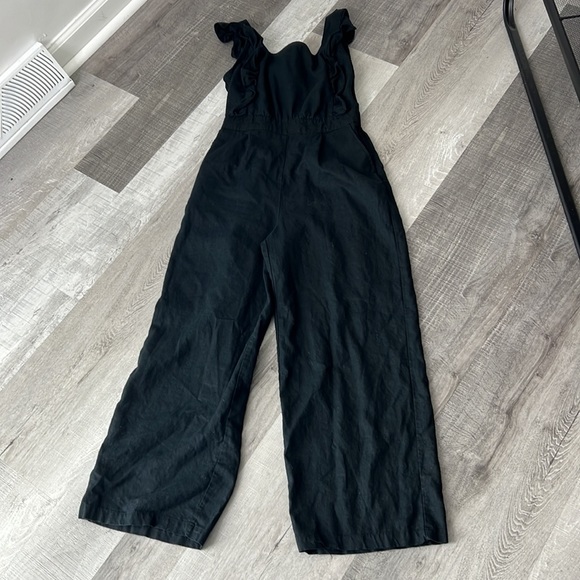 Who What Wear Pants - 35• Who What Wear Black Zipper Pocket Wide Leg Women Jumpsuit XS linen